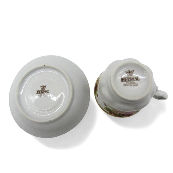 CROWN IMPERIAL Tea Cup And Saucer Floral Romania Vintage - Picture 8 of 10